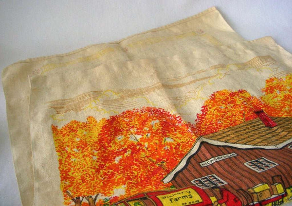 1970's Cloth Dish Towel Calendar, Hickory Farms Train Depot 1921 - GSaleHunter