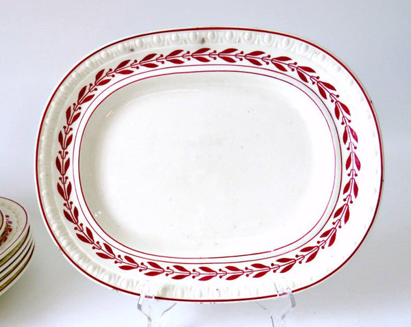 Antique 19th Century Copeland Spode England Laurel Red China, 42 pc - GSaleHunter