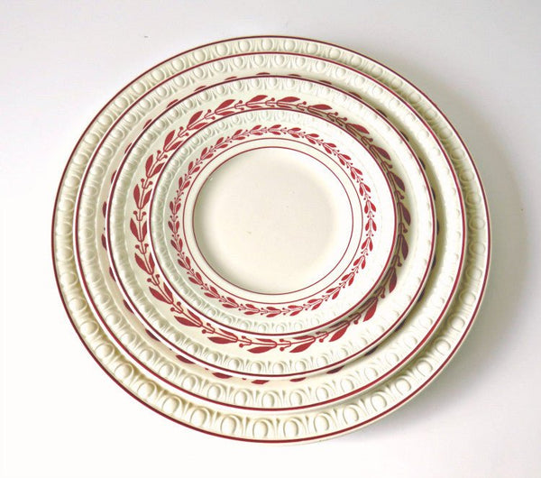 Antique 19th Century Copeland Spode England Laurel Red China, 42 pc - GSaleHunter