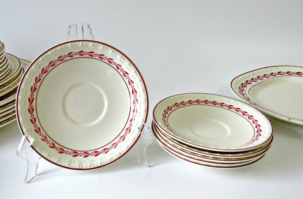 Antique 19th Century Copeland Spode England Laurel Red China, 42 pc - GSaleHunter