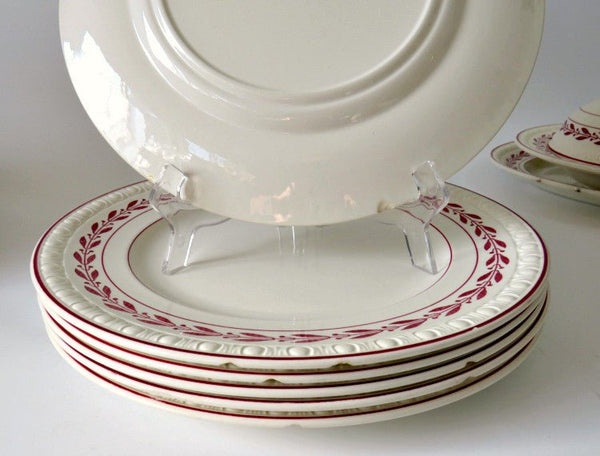 Antique 19th Century Copeland Spode England Laurel Red China, 42 pc - GSaleHunter