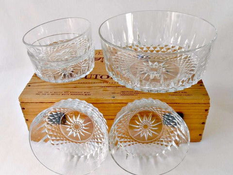 Arcoroc Cristal d' Arques Durand Diamant Crystal Salad Bowl Set of 5 - GSaleHunter
