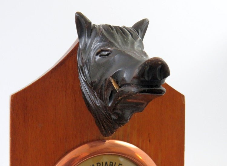 Black Forest Barometer Weather Station, Carved Boar Head - France - GSaleHunter