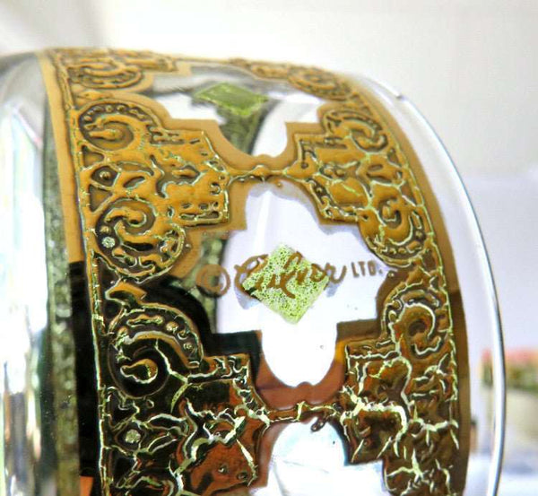 Culver Valencia 22K Gold Filigree Old Fashion Glasses & Bowl, Set of 5 - GSaleHunter