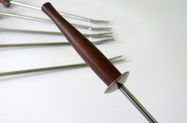 Fondue Forks Black Walnut Wood Handle Stainless Steel Set of 6, Japan - GSaleHunter