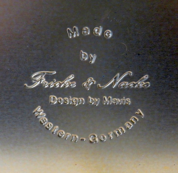 Gold & Red Fricke & Nacke Embossed Tin box w Lock, West Germany - GSaleHunter