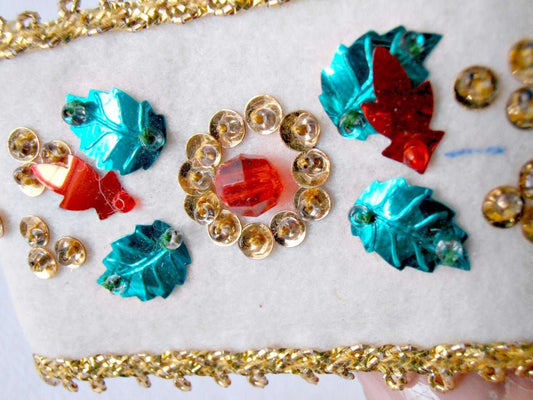 Handmade Felt Christmas Napkin Rings, Sequins & Gold Trim - GSaleHunter