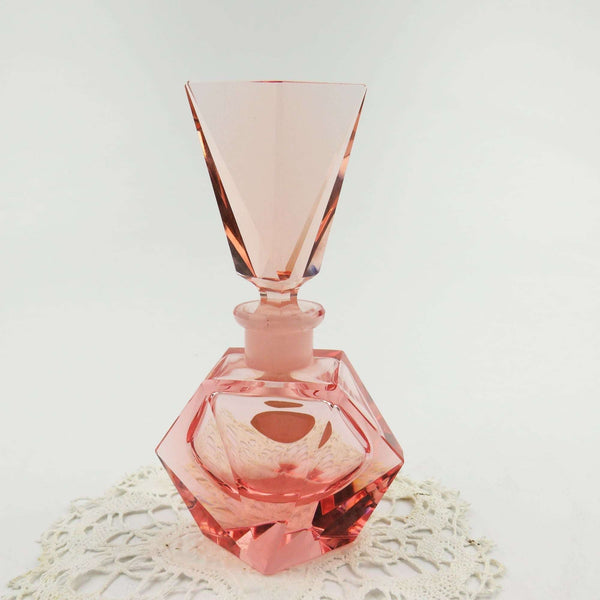 RARE Vintage Art Deco Pink Perfume Bottle by holmSpray 750 Western Germany - GSaleHunter