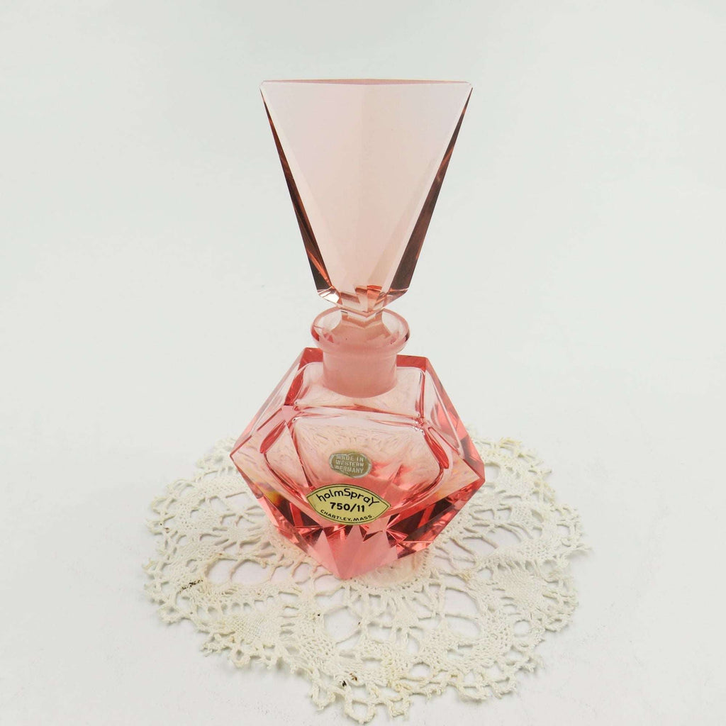 RARE Vintage Art Deco Pink Perfume Bottle by holmSpray 750 Western Germany - GSaleHunter