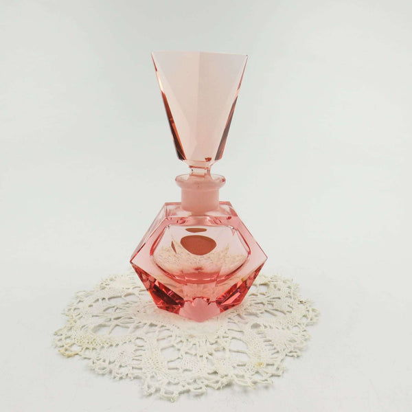 RARE Vintage Art Deco Pink Perfume Bottle by holmSpray 750 Western Germany - GSaleHunter