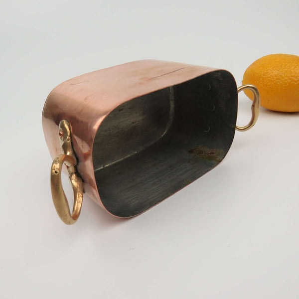 RARE Vintage Hammered Copper Pate Pan Terrine with Lid Brass Handles, Stash Box - GSaleHunter