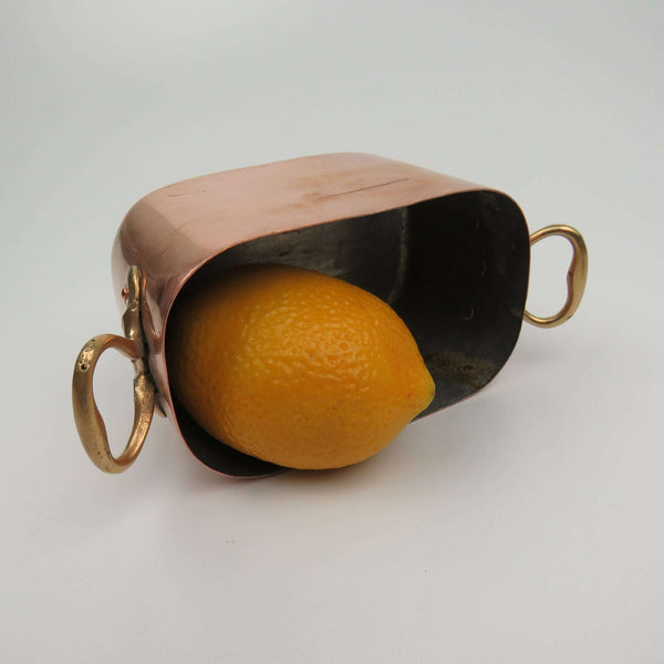 RARE Vintage Hammered Copper Pate Pan Terrine with Lid Brass Handles, Stash Box - GSaleHunter