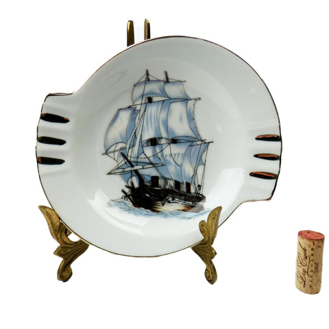 RARE Vintage Sailing Ship Cigar Ashtray by Nanco Boston Mass Souvenier Japan - GSaleHunter