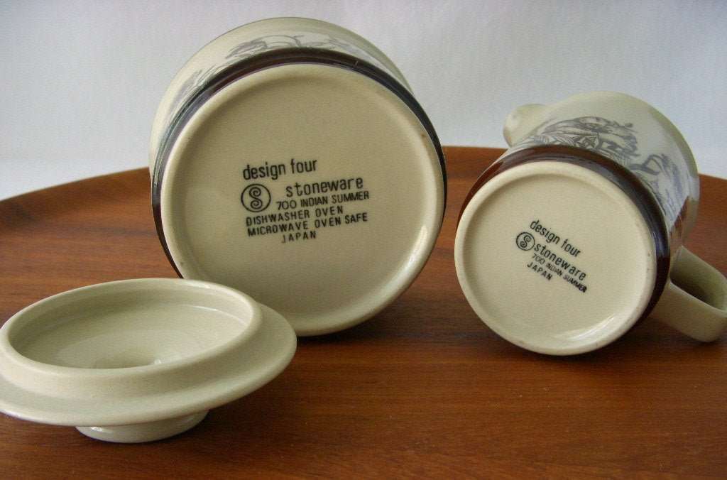 Sango Stoneware Cream & Sugar, Indian Summer Pattern 700 - GSaleHunter