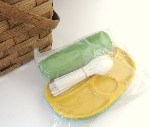 Vintage Putney Basketville Picnic Basket Set, Woven Split Oak Wood - GSaleHunter