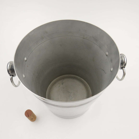 Vintage Spun Aluminum France Vogalu Ice Bucket 2 Handles Faucogney 70310 - GSaleHunter