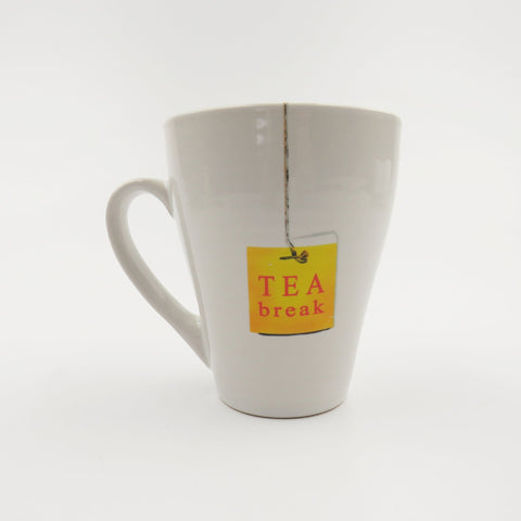 Vintage Tea Break White Mug Cup with Tea Bag Design by Boston Warehouse - GSaleHunter