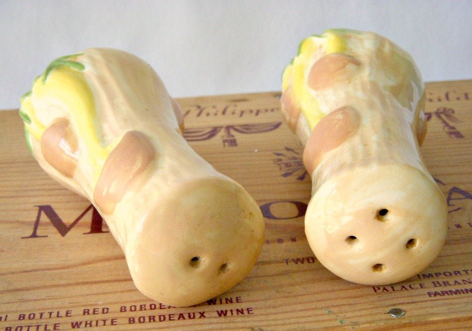 1970's Kitsch Ceramic Mushroom Salt and Pepper Shakers - GSaleHunter
