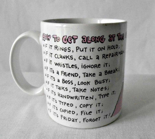 80's Hallmark Coffee Mug, How to Get Along at the Office Humor - GSaleHunter