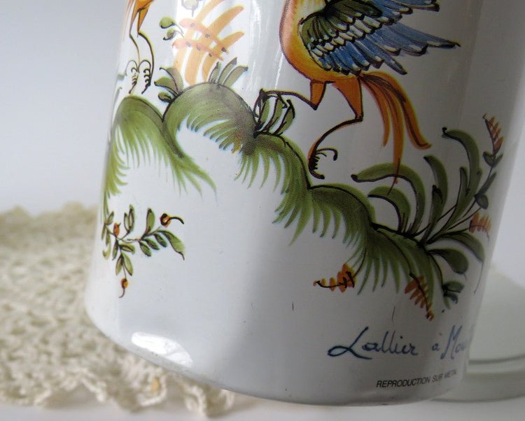 Bird & Butterfly Floral Round Tin by Massilly France, Lallier a Moustiers - GSaleHunter