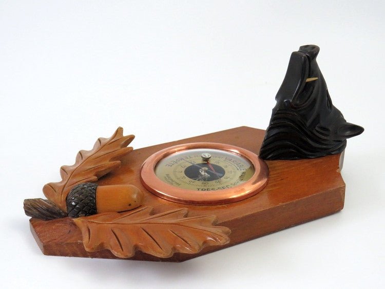 Black Forest Barometer Weather Station, Carved Boar Head - France - GSaleHunter