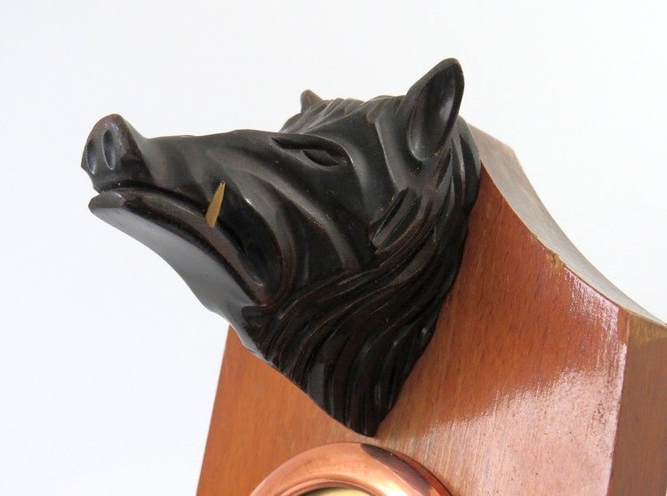 Black Forest Barometer Weather Station, Carved Boar Head - France - GSaleHunter