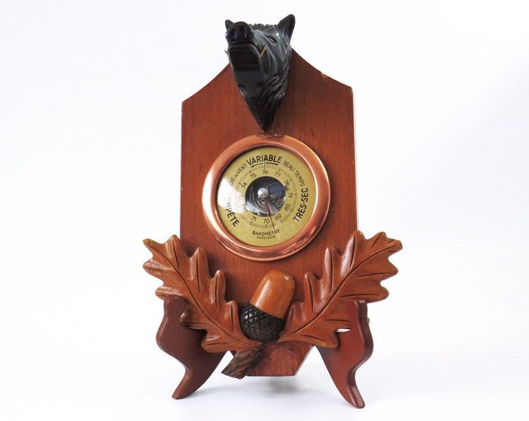 Black Forest Barometer Weather Station, Carved Boar Head - France - GSaleHunter