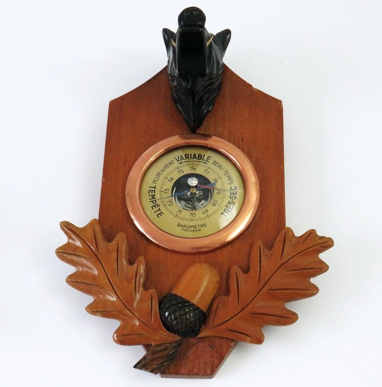 Black Forest Barometer Weather Station, Carved Boar Head - France - GSaleHunter