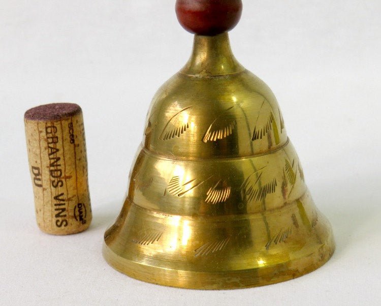 Brass Collectible Teacher Bell with Wood Handle, Made in India - GSaleHunter