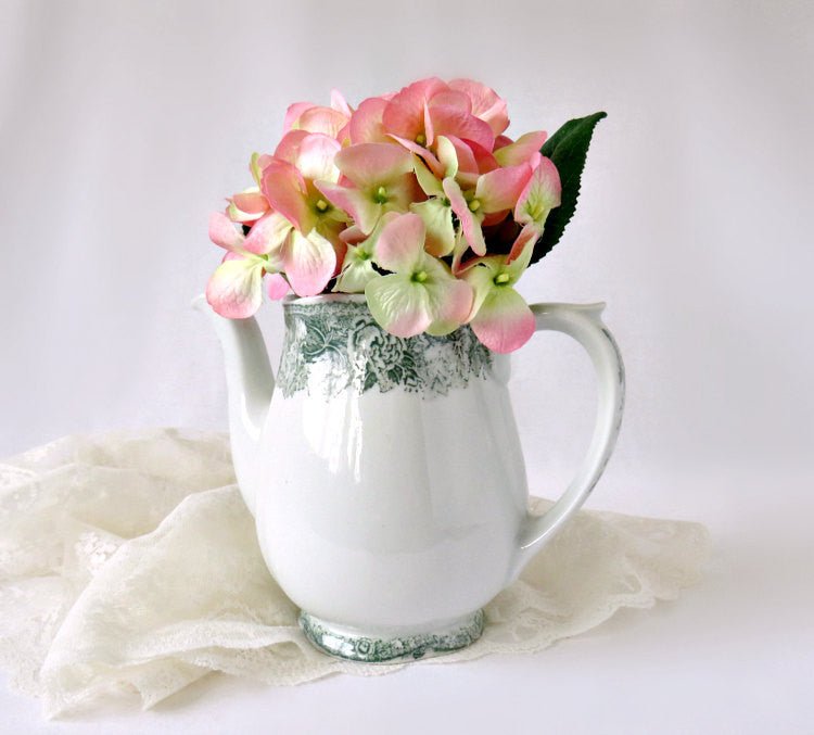 Finland Arabia Teapot, Porcelain Green Landscape Pattern 30 - GSaleHunter