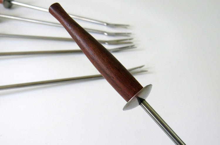 Fondue Forks Black Walnut Wood Handle Stainless Steel Set of 6, Japan - GSaleHunter