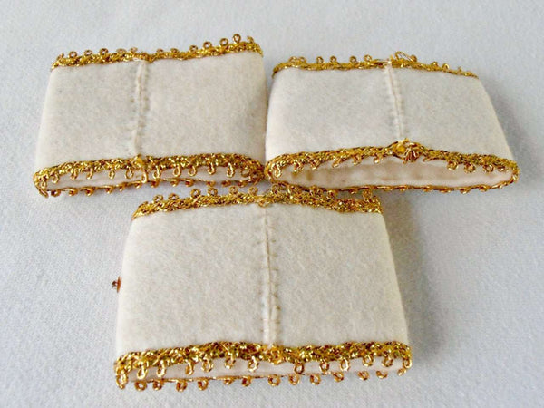 Handmade Felt Christmas Napkin Rings, Sequins & Gold Trim - GSaleHunter
