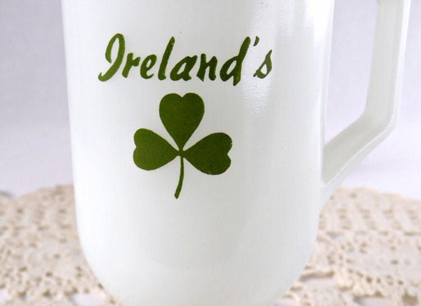 Irish Coffee Ireland Shamrock Footed Milk Glass Mug 3 Leaf Clover - GSaleHunter