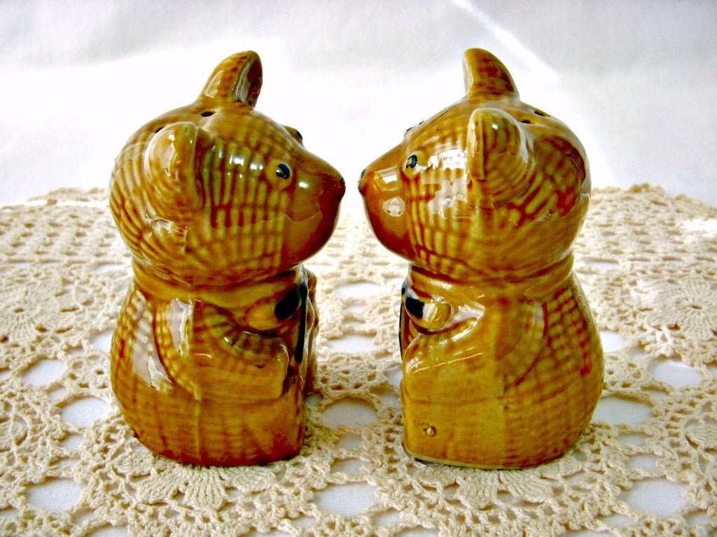 Kitsch Ceramic Honey Bear Salt & Pepper Shaker Set - GSaleHunter