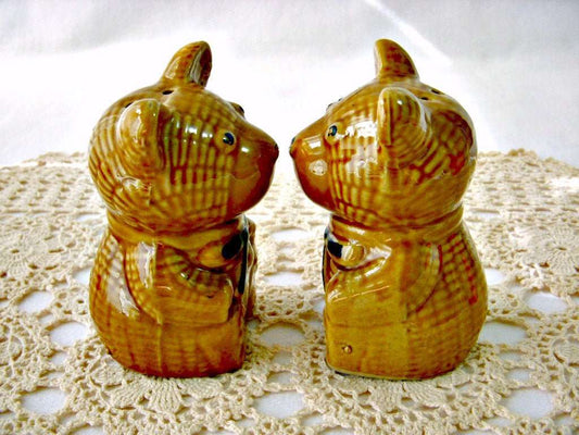 Kitsch Ceramic Honey Bear Salt & Pepper Shaker Set - GSaleHunter