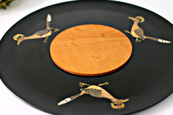 Mid Century 1960's Couroc of California Roadrunner Cheeseboard, Party Serving Tray - GSaleHunter