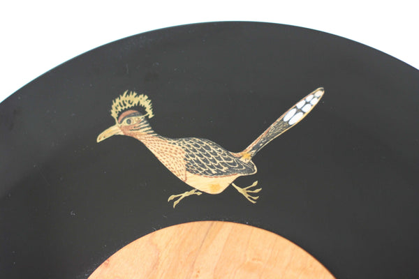 Mid Century 1960's Couroc of California Roadrunner Cheeseboard, Party Serving Tray - GSaleHunter