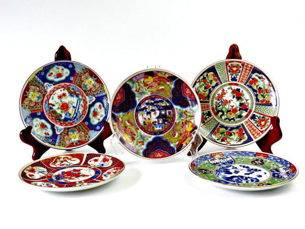 Mid Century Imari Japanese Porcelain Plate Collection, 5 PC Set - GSaleHunter