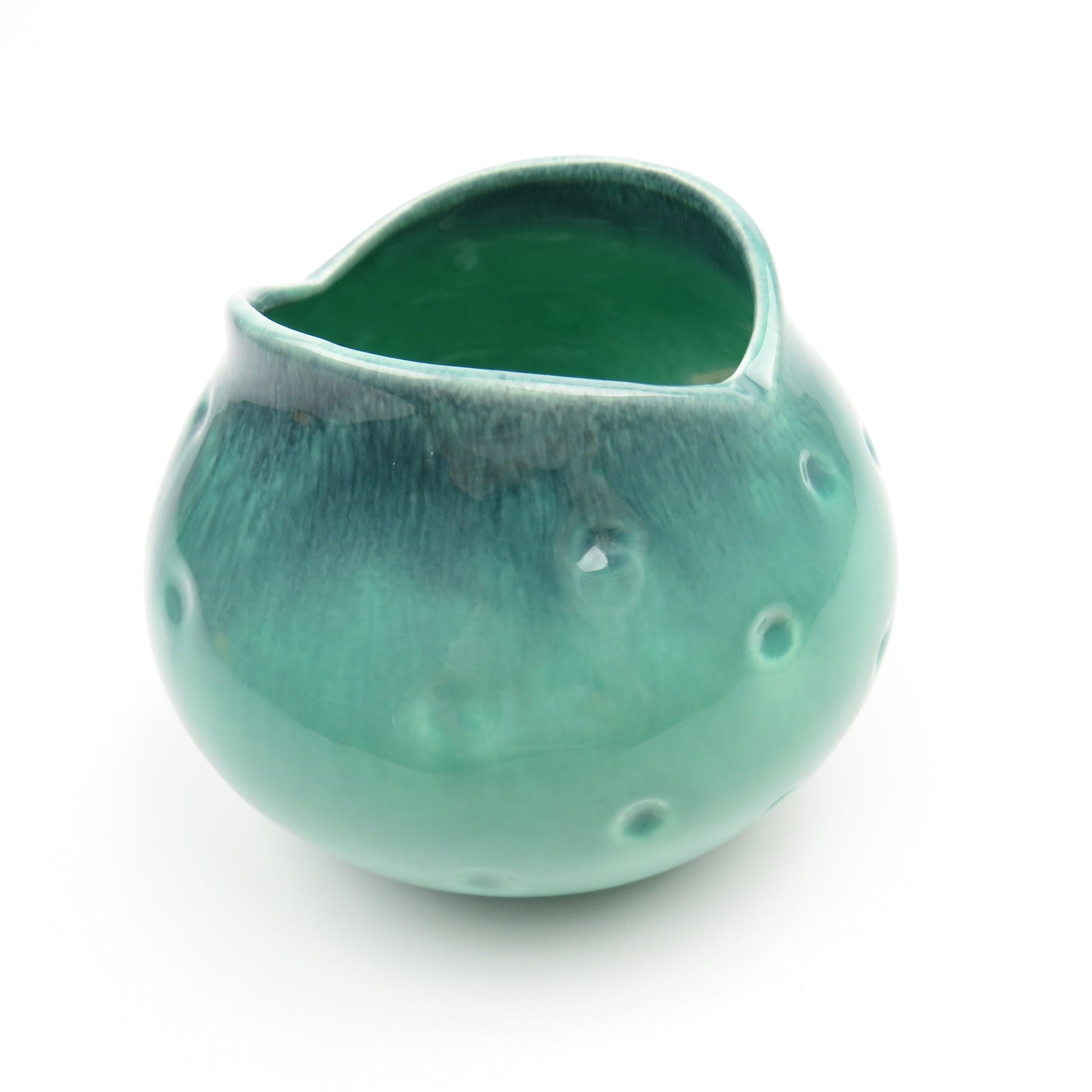 Mid Century Modern 1960's Pottery Small Royal Haeger Drip Glaze Dimple Fish Mouth Succulent Pot R1575S - GSaleHunter