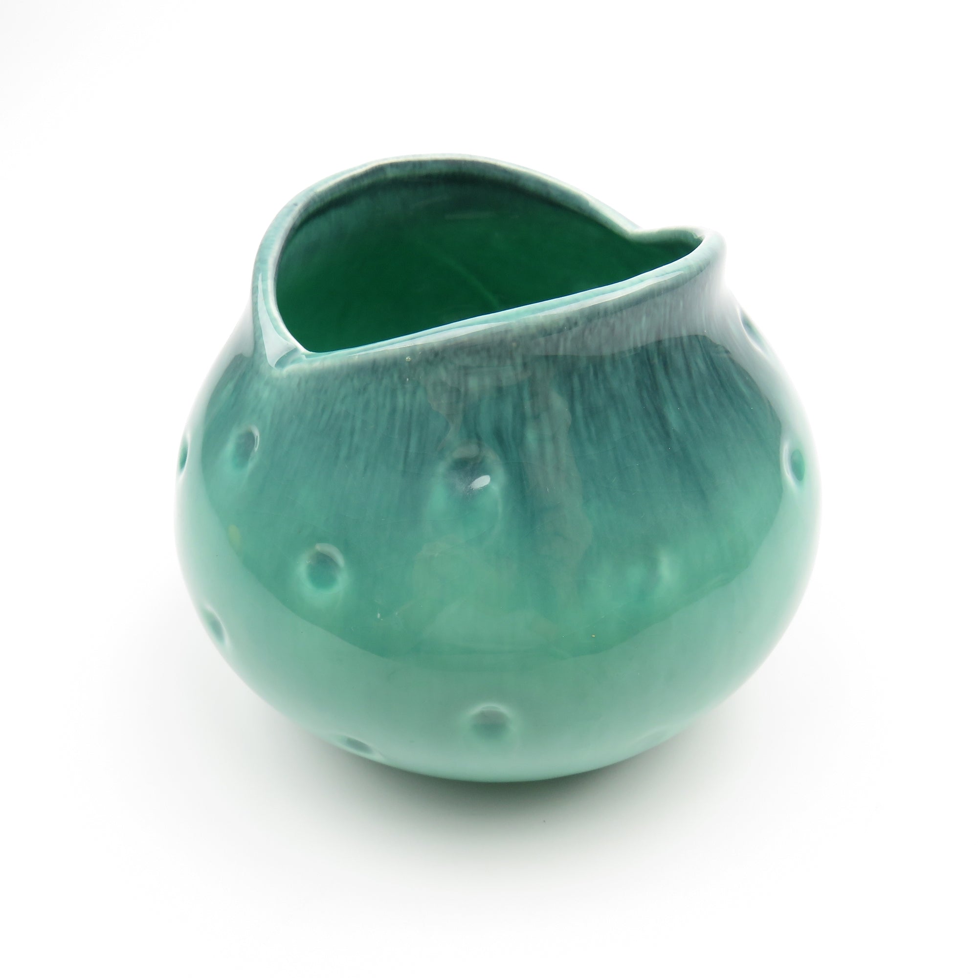 60'S Royal Haeger Drip Glaze Dimple Pottery Fish Mouth Succulent Pot R ...