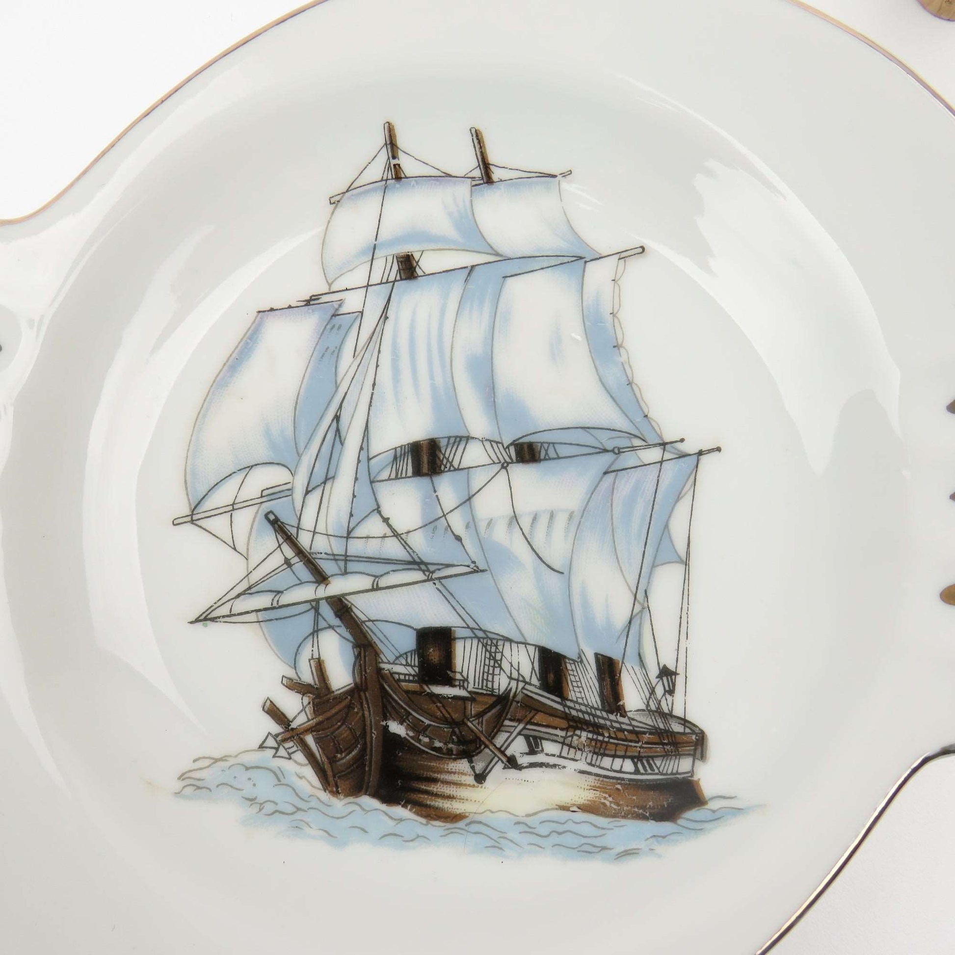 RARE Vintage Sailing Ship Cigar Ashtray by Nanco Boston Mass Souvenier Japan - GSaleHunter