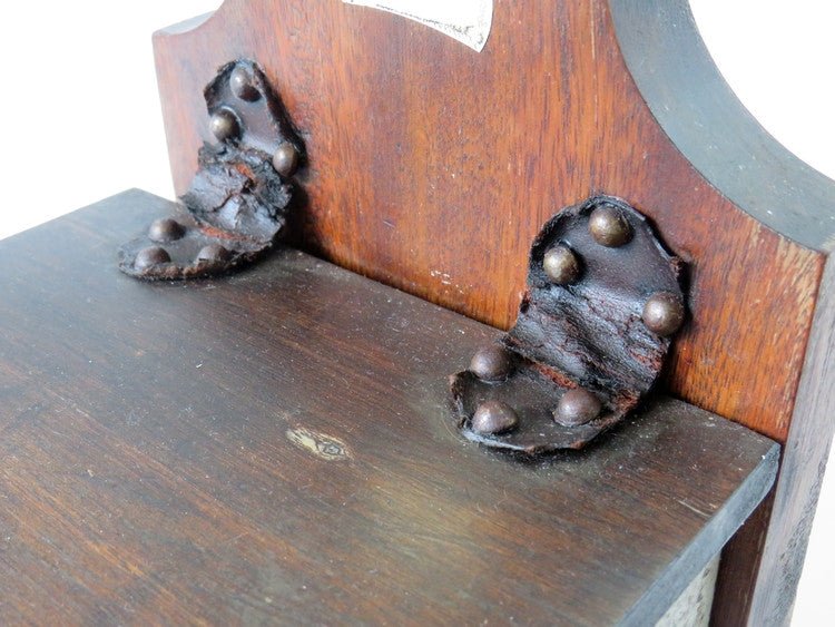 Rustic French Farmhouse Salt Box, Wood Lid and Pottery Incised SEL - GSaleHunter