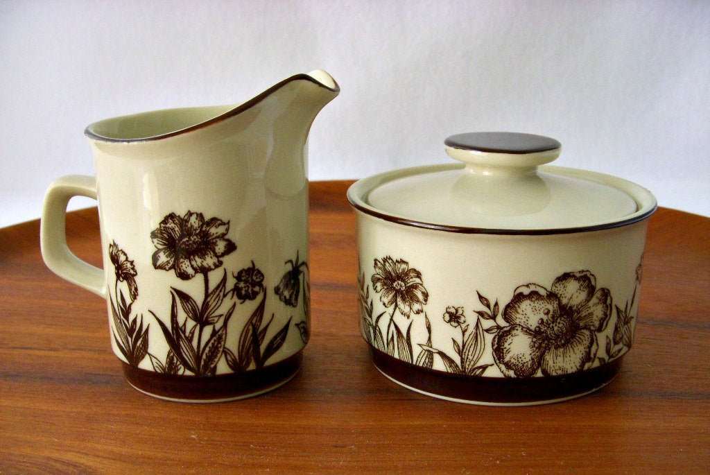 Sango Stoneware Cream & Sugar, Indian Summer Pattern 700 - GSaleHunter