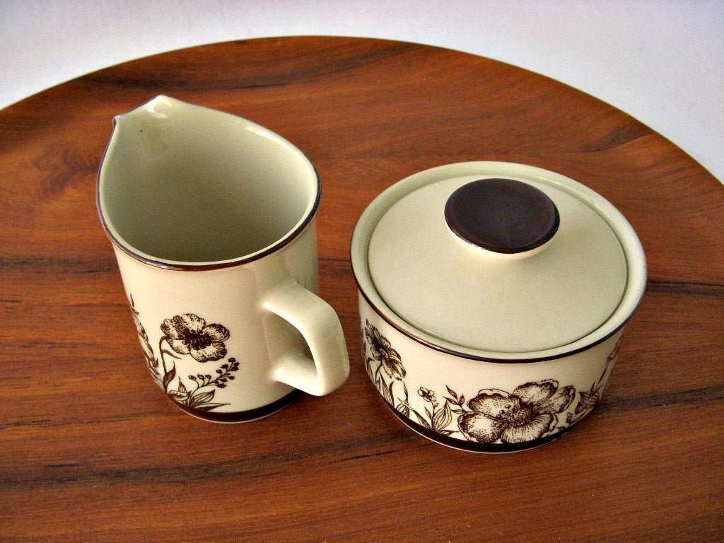 Sango Stoneware Cream & Sugar, Indian Summer Pattern 700 - GSaleHunter