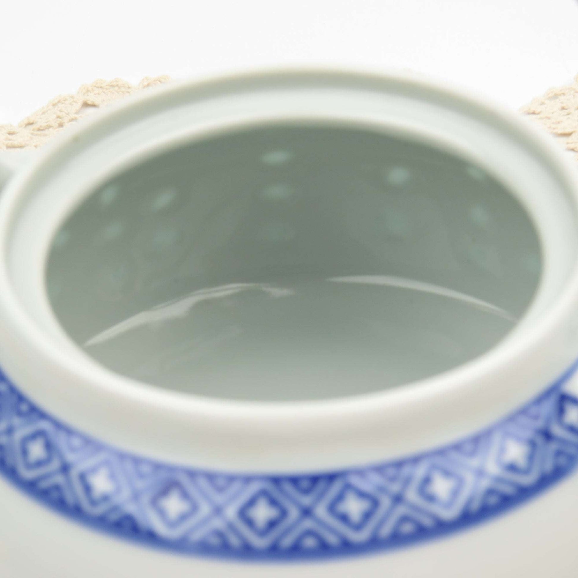 Vintage Blue & White Mini Teapot & Lid Rice Flower by TIENSHAN, Made in China - GSaleHunter