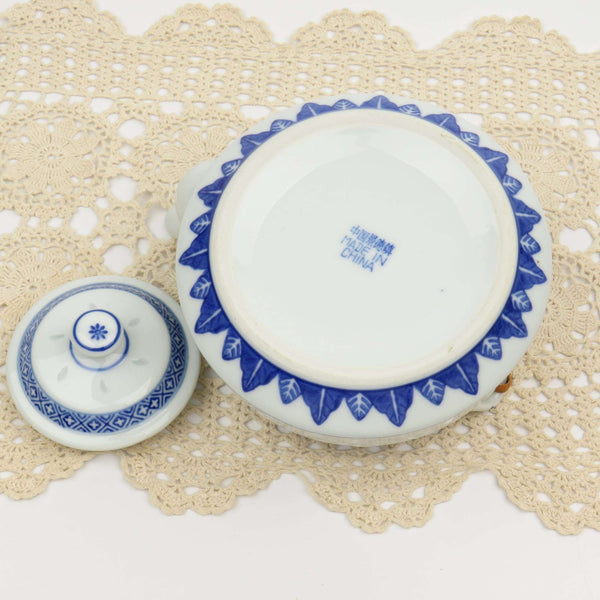 Vintage Blue & White Mini Teapot & Lid Rice Flower by TIENSHAN, Made in China - GSaleHunter