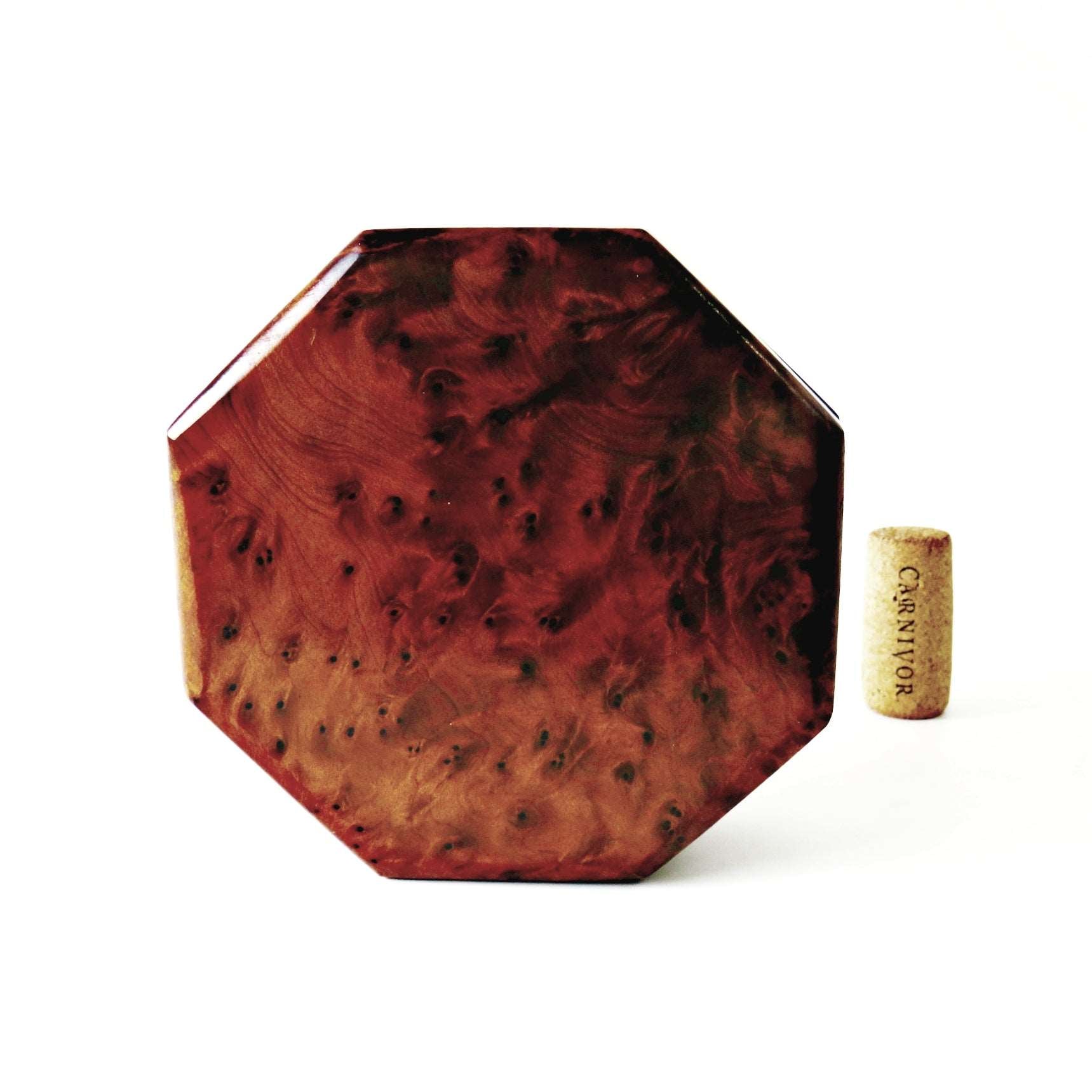 Vintage Burl Wood Handcrafted Octagon Shape Fitted Box - GSaleHunter