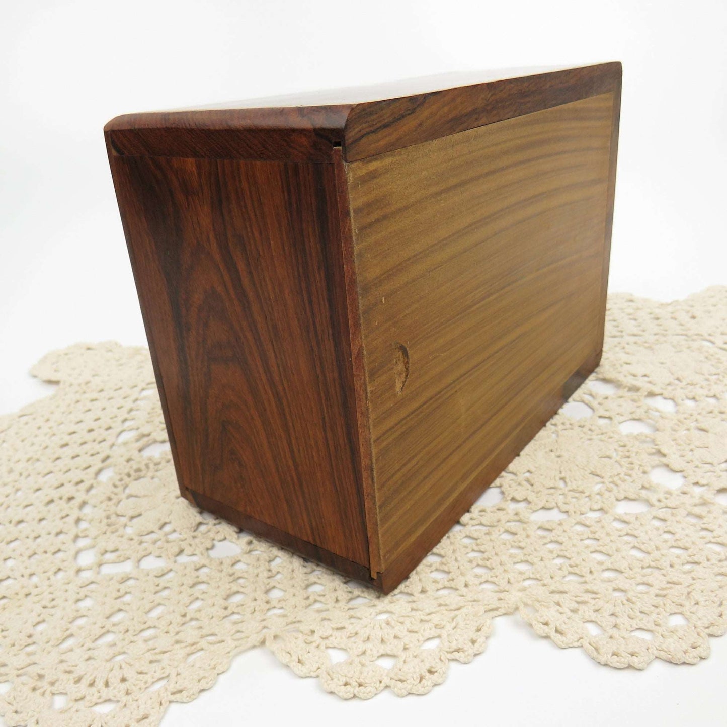 Vintage Hand Carved Floral Rosewood Stash Box Hidden Slide Out Door Hand Crafted - GSaleHunter