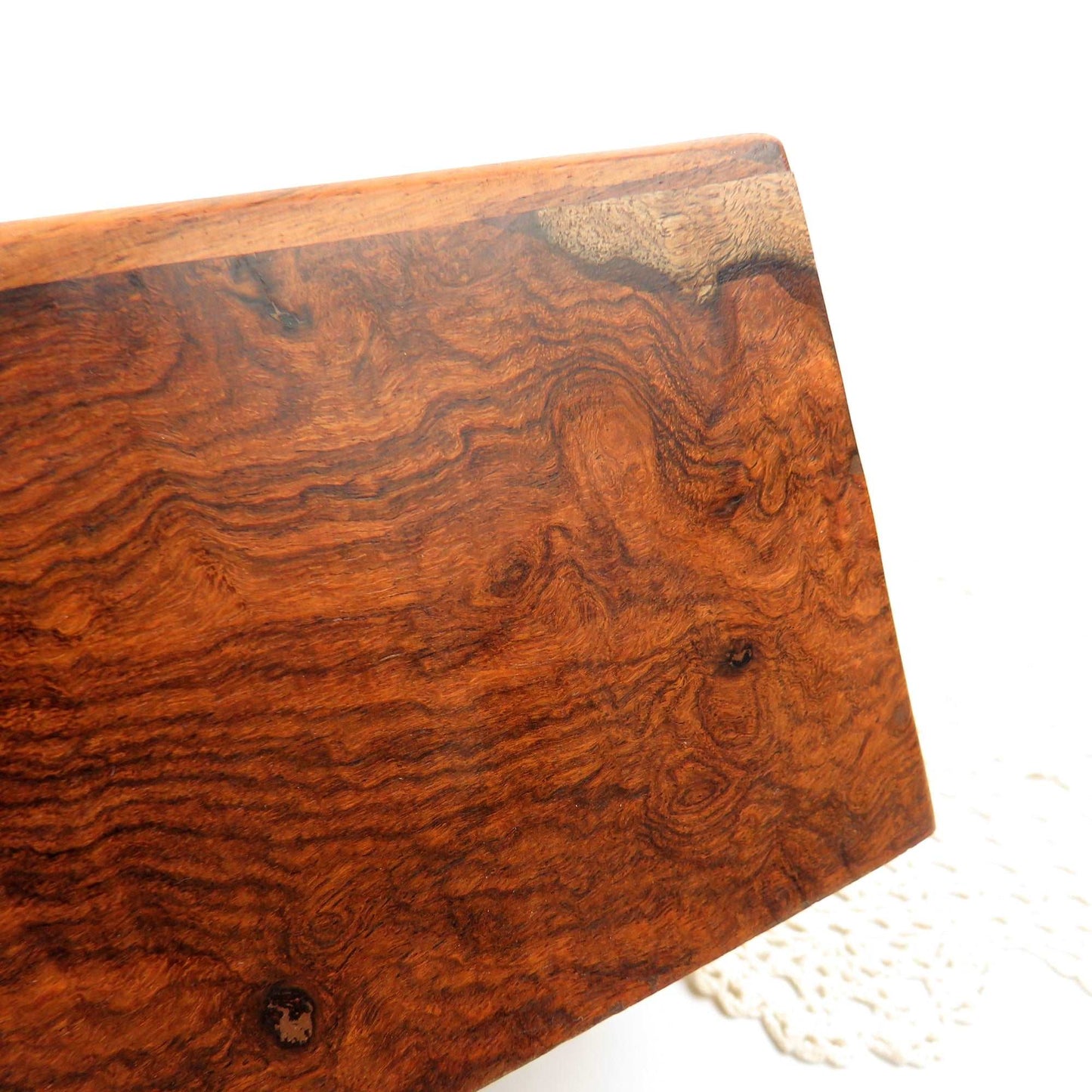 Vintage Hand Carved Floral Rosewood Stash Box Hidden Slide Out Door Hand Crafted - GSaleHunter