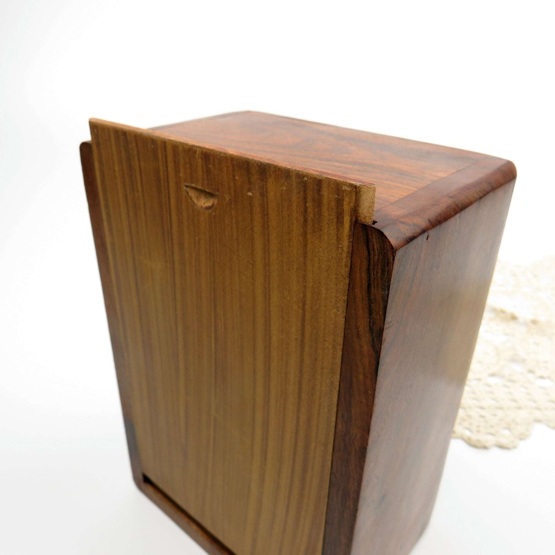 Vintage Hand Carved Floral Rosewood Stash Box Hidden Slide Out Door Hand Crafted - GSaleHunter